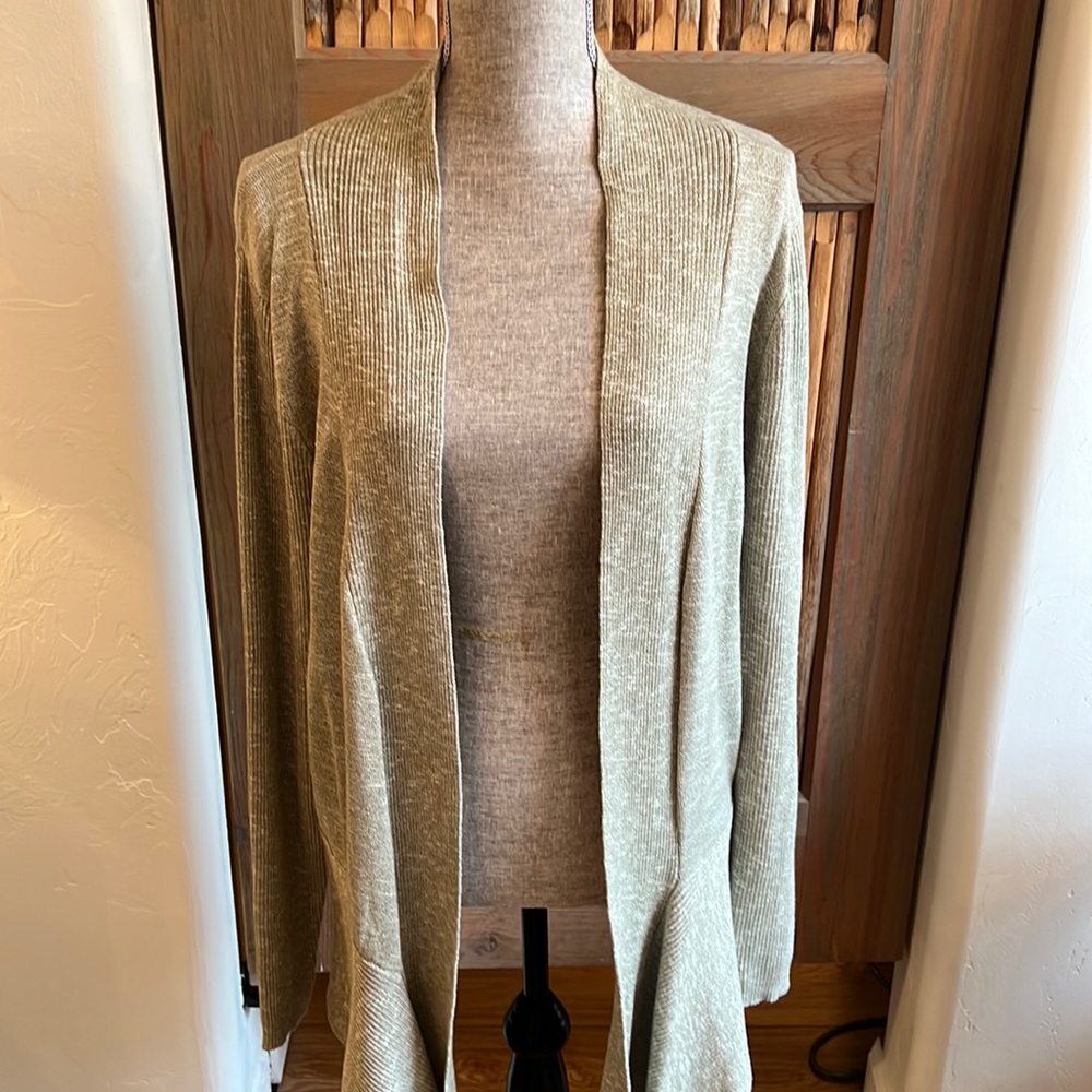 K Hall Studio Sweater by Wishlist, Sage Green, Size M/L, Asymmetrical Front